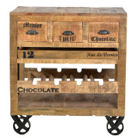 Wein-Kommode aus Mangoholz - Natur Antik - 78x48x87cm