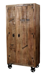 Garderoben-Schrank - Mango-Holz - Natur-Antik - 90x45x190cm