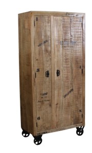 Garderoben-Schrank - Mango-Holz - Natur-Antik - 90x45x190cm