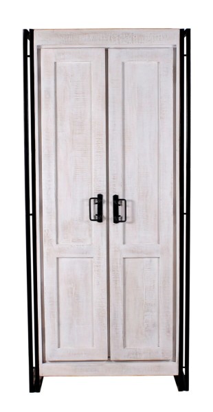 Schrank - Mangoholz mit Altmetall - 80x180x45cm - White Panama