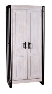 Schrank - Mangoholz mit Altmetall - 80x180x45cm - White Panama