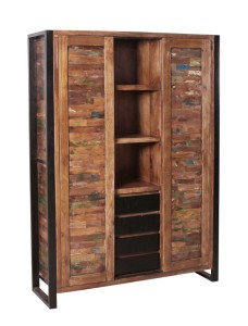 Mehrzweckschrank - Altholz mit Altmetall  - 130x180x40cm - Mox