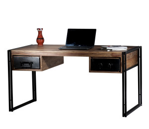Schreibtisch aus Akazie - Natur-Antikschwarz - 150x80x76cm - PANAMA