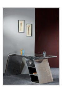 Schreibtisch in Alu-Optik mit Zierschrauben -  Silber - 175x60x75cm - Airman