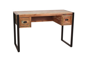 Schreibtisch aus Altholz mit Metall - Bunt-Schwarz - 120x55x76cm