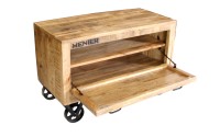 Schuhschrank - Mangoholz - Natur-Schwarz - 85x40x56cm