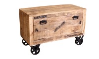 Schuhschrank - Mangoholz - Natur-Schwarz - 85x40x56cm