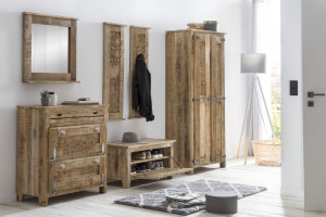 Schuhschrank - Mangoholz - Natur - 85x40x90cm