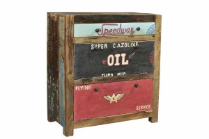 Schuhschrank - Recyceltem Altholz -  Bunt Lackiert - 85x90x40cm - Speedway L