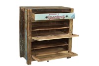 Schuhschrank - Recyceltem Altholz -  Bunt Lackiert - 85x90x40cm - Speedway L