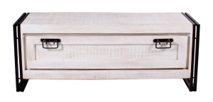 Schuhschrank - Mango mit Altmetall - 130x50x40cm - White Panama