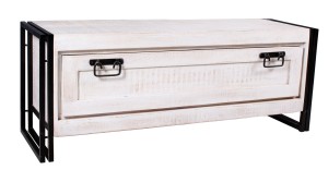 Schuhschrank - Mango mit Altmetall - 130x50x40cm - White Panama