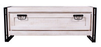 Schuhschrank - Mango mit Altmetall - 130x50x40cm - White Panama