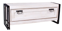 Schuhschrank - Mango mit Altmetall - 130x50x40cm - White Panama
