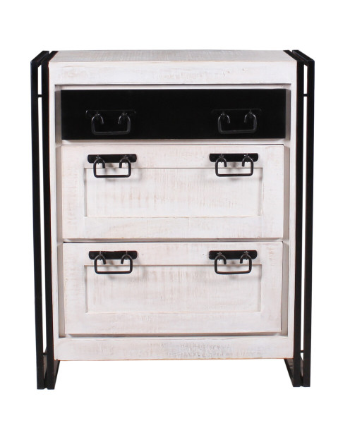 Schuhschrank - Mango mit Altmetall - 80x96x40cm - White Panama