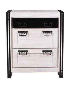 Schuhschrank - Mango mit Altmetall - 80x96x40cm - White Panama