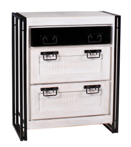 Schuhschrank - Mango mit Altmetall - 80x96x40cm - White Panama