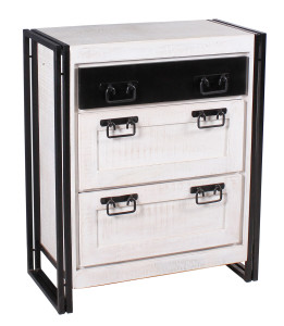 Schuhschrank - Mango mit Altmetall - 80x96x40cm - White Panama