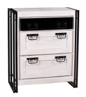 Schuhschrank - Mango mit Altmetall - 80x96x40cm - White Panama