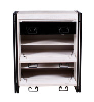 Schuhschrank - Mango mit Altmetall - 80x96x40cm - White Panama