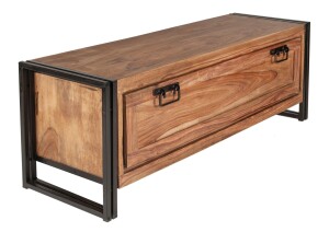 Schuhschrank - Natur-Antikschwarz - 130x40x50cm - PANAMA