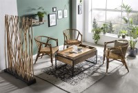 Paravent aus recyceltem Teakholz - Schwarz