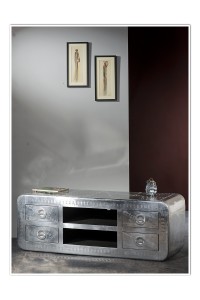 Lowboard aus Mangoholz - Silber - 145x45x50cm - AIRMAN