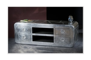 Lowboard aus Mangoholz - Silber - 145x45x50cm - AIRMAN