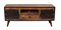 Lowboard Mangoholz mit Altmetall - Oak-Antikschwarz - 140x40x55cm burnt oak-color mit antikschwarz