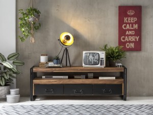 Lowboard - Akazie - Natur - Gestell Altmetall - 160x40x55cm