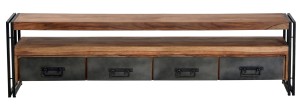 Lowboard - Shesham - Gebeizt-Geölt -Altmetall - 200x55x40cm - PANAMA