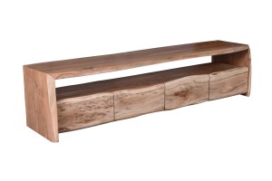 TV-Lowboard aus Akazie natur - mit Baumkante - 4 Schubladen und 1 offenes Fach