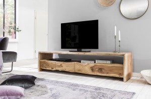 TV-Lowboard aus Akazie natur - mit Baumkante - 4 Schubladen und 1 offenes Fach
