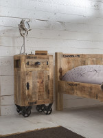 Kommode - Mangoholz - Natur-Schwarz - 44x34x82cm - RUSTIC
