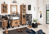 Kommode - Mangoholz - Natur-Schwarz - 44x34x82cm - RUSTIC