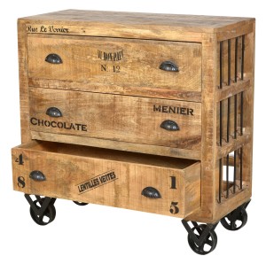 Kommode - Mangoholz - Natur-Antikschwarz - 90x40x90cm - RUSTIC