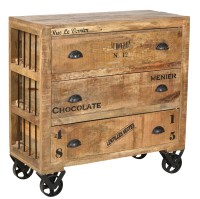Kommode - Mangoholz - Natur-Antikschwarz - 90x40x90cm - RUSTIC