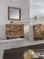 Kommode - Mangoholz - Natur-Antikschwarz - 90x40x90cm - RUSTIC