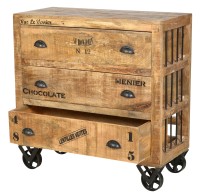 Kommode - Mangoholz - Natur-Antikschwarz - 90x40x90cm - RUSTIC
