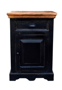 Kommode - Schwarz mit honigfarbiger Deckplatte - 50x35x72cm - CORSICA
