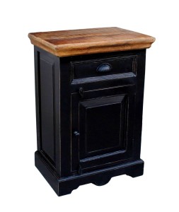 Kommode - Schwarz mit honigfarbiger Deckplatte - 50x35x72cm - CORSICA