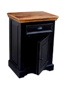 Kommode - Schwarz mit honigfarbiger Deckplatte - 50x35x72cm - CORSICA