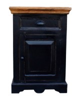 Kommode - Schwarz mit honigfarbiger Deckplatte - 50x35x72cm - CORSICA