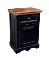 Kommode - Schwarz mit honigfarbiger Deckplatte - 50x35x72cm - CORSICA