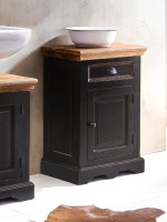 Kommode - Schwarz mit honigfarbiger Deckplatte - 50x35x72cm - CORSICA