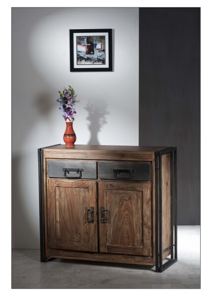Kommode - Natur-Antikschwarz - 100x40x90cm  - PANAMA