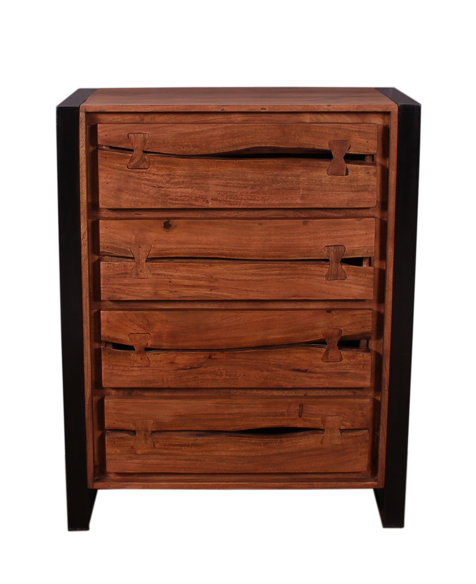 Kommode - Akazie mit Metall - 80x40x100cm - Live Edge