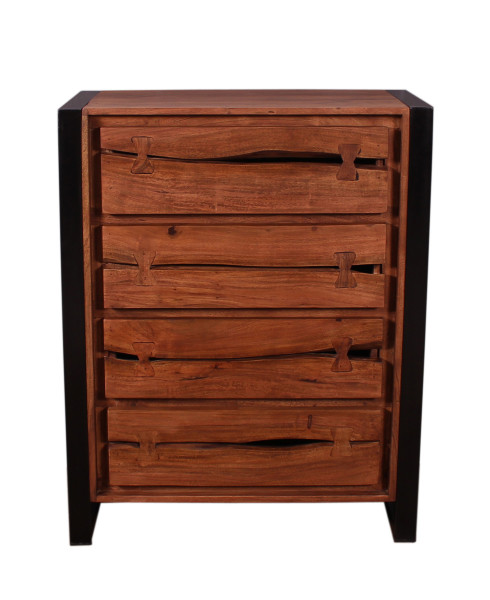 Kommode - Akazie mit Metall - 80x40x100cm - Live Edge