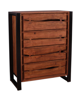 Kommode - Akazie mit Metall - 80x40x100cm - Live Edge