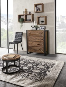 Kommode - Akazie mit Metall - 80x40x100cm - Live Edge